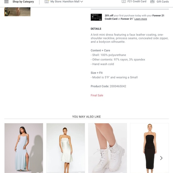 Forever 21 Faux Leather One-Shoulder Dress Size Large Never Worn & Discontinued - Picture 8 of 9